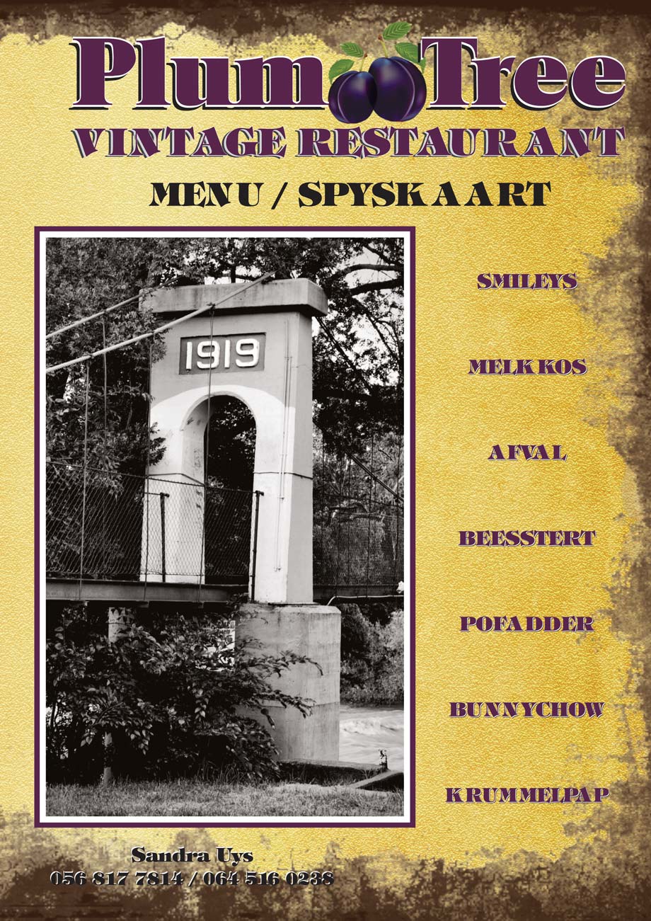 Plum Tree Parys Vintage Restaurant - Menu Cover